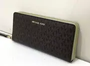 Michael Kors Large Continental Wallet Brown Army Green Wristlet 35F8GTVT3B NWT Y