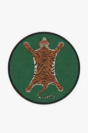 185' Round | Machine Washable Runner Rug | Kid & Pet Friendly | Indoor Rug | Jonathan Adler Tiger Emerald Rug | Ruggable