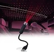 Car Led Interior Lights for Roof, Romantic Star Light Mini USB Projection Lamp Star Night Light Atmosphere Decoration for Cars Bedroom Party, Red
