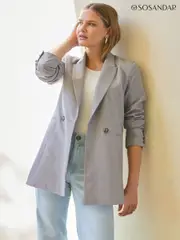 Sosandar Grey Double Breasted Blazer (W46878) | $196
