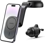 UGREEN for 15W MagSafe Car Charger Mount, Wireless Charging Holder, 2 in 1 for Dashboard Air Vent, Fast Charge, Compatible with iPhone 16/15/14/13/12 Series