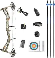 Archery Dragon X8 Compound Bow and Arrow Kit with All Accessory for Adults and Teens 18-31 Inch Adjustable Draw Weight 0-60 Lbs (camo Set)