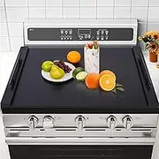 Noodle Board Stove Cover with Extended Handles-Wood Stove Top Covers for Electric Stove Kitchen Sink Cover Serving Tray, Decorative Tray for Kitchen Black (29.92"x22.05")