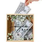 Unittype Honey Moon Fund Box Wedding Card Rustic Box Wooden Honeymoon Fund Bo...
