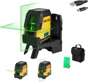 Rechargeable Cross Line Laser Level - Self-Leveling 100Ft Green Beam Tool