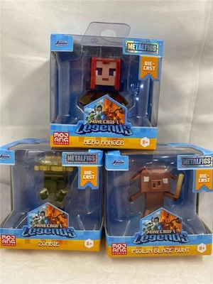 Minecraft Legends MetalFigs Piglin Blaze Runt Zombie Hero Ranger Set of 3