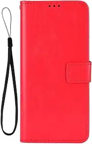 [HWPIVOX] Leather Case for Tecno Spark 40 4G, Wallet Case for Tecno Spark 40 4G Flip PU Leather Cover, Magnetic Buckle Protection Phone Cover Red