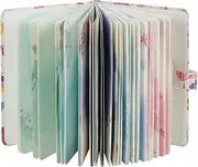 SIIXU Pretty Small Pocket Notebook for Women - Ideal Travel Journal with Unique Floral Illustrations, Unlined Journal for Writing, Vegan Leather, A6, Blank, Pink
