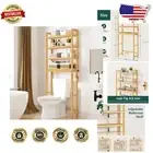 Natural Finish 4-Tier Bathroom Shelf with Adjustable Middle Shelf - Bamboo