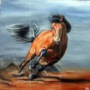Art Colorful Horse Mural Ceramic Backsplash Bath Tile #1619