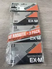 3 MAXELL EX-M 30 8mm Camcorder BLANK TAPES Sealed NEW Video Cassettes w/Case