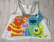 Monsters Inc Disney Pixar Racerback Crop Tank sz Large Sulley Mike Wazowski