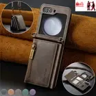 For Samsung Galaxy Z Flip6 5 4 3 Leather Zipper Wallet Case Stand Cover w/ Strap