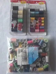 Sewing Thread Spools Lot Needle Threader Polyester Hand Crafts Quilting Colors