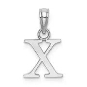 14K White Gold Polished Block Letter X Initial Pendant