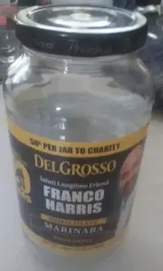 Collectible Franco Harris Del Grosso Marinara Sauce Jar-Immaculate Reception-50