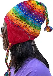 [KayJayStyles] Nepal Hand Knit Ear Flaps Beanie Skull Ski 100% Wool Fleeced Hat/Cap