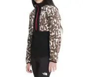 NWT The North Face Brown Leopard Print 1/4 Zip Fleece Jacket Kids Girls Size XL