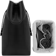 [RNONDRY] Pu Leather Travel Storage Bag Compatible with Dyson Airwrap Styler, Portable Travel Case Drawstring Storage Organizer for Hair Curler Accessories, Black, Travel