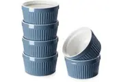 Porcelain Ramekins Bowls for Souffle, Creme Brulee, Classic Style Ramekins for Baking Oven Safe, Set of 6