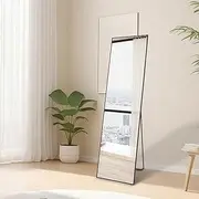 170x60cm Full Length Mirror Wall & Floor Body Length Black Metal Frame Large Mirror HD Glass Standing Mirror for Bedroom Living-Rooms Boutiques-Studios Rental-housing Full Body Mirrors (Black-C)
