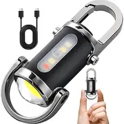 Rechargeable Keychain Flashlights, 1200 Lumens EDC Mini Flashlights, COB Keychain Work Light Flashlights 7 Light Modes, Bright Mini Keychain Light for Walking,