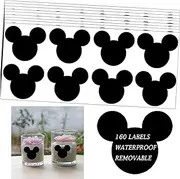 PVC Mouse Head Stickers, Chalkboard Labels, 2.25 x 2.2 Inch Mickey Blackboard Wall Decals, 160 PCS Cartoon Wall Sticker for Decorations, Party, Gift Tags