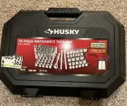 Husky Mechanics Tool Set 3/8 Inch Drive Chrome Alloy Steel Ratchet Socket 70 pcs