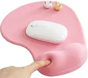 Office Mousepad with Gel Wrist Support - Ergonomic Gaming Desktop Memory Foam Mouse Pad Wrist Rest - Silicone Non-Slip Rubber Base, Premium-Textured Mouse Pad for Laptop Computer (Pink, One Size)