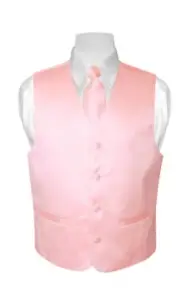 BOY'S Dress Vest & NeckTie Solid PINK Color Neck Tie Set for Suit or Tuxedo
