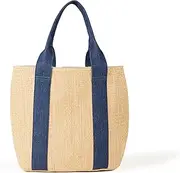 [The Drop] Women's Tracy Large Canvas Detail Straw Tote
