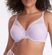 NATORI Size 32D Purple Feathers Full Figure Contour Underwire Bra $76 741299 New