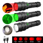 800 Yards Red/ Green Flashlight Light Torch for Night Hunting Hiking Shooting