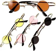 [Healvian] Retro Hip Hop Small Round Sunglasses Fashionable and Men's Sunglasses Lightweight for Daily and Party Wear
