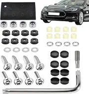 License Plate Enhancer - Stainless Steel Mounting Hardware Tamper Proof Security Screws | License Plate Attachment with Nut and Screw Cap Cover for Car Sign Vehicles Fah