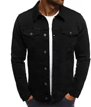 [LONGBIDA] Men's Casual Button Down Denim Jacket Classic Slim Fit Jean Coat