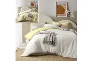 Hugo Reversible White Butter Cotton Gauze Quilt Cover Set by Vintage Design Homewares