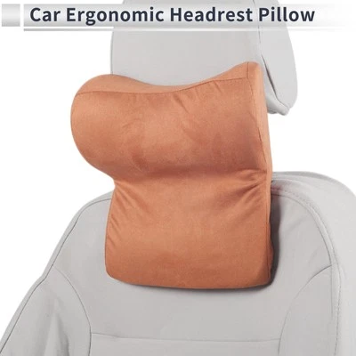 Car Headrest Pillow Cashmere, Memory Foam Orange 1 Pcs for Driving Travel