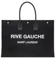 Saint Laurent Rive Gauche Tote Bag in Linen and Leather