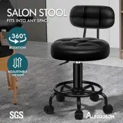 ALFORDSON Salon Stool Backrest Swivel Barber Hair Dress Chair Riley All Black