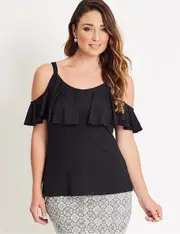 Katies Cold Shoulder Ruffled Top