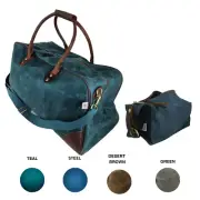 Waxed Canvas Weekender Bag Combo with Toiletry Bag