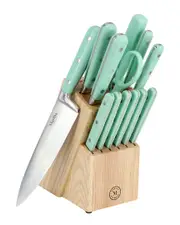 Martha Stewart Everyday 14pc Stainless Steel Cutlery & Wood Block Set