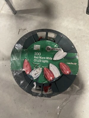 NEW 100-Light Smooth LED C9 Super Bright Red and Green Christmas Lights on Spool