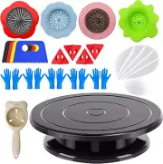 11” Rotate Turnable Sculpting Wheel with Acrylic Pouring Strainers Scraper