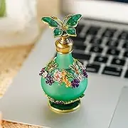 YUFENG Restoring Glass Perfume Bottle with Green Butterfly Empty Refillable