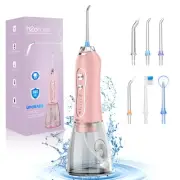 H2ofloss Cordless Water Flosser 5 Mode Oral Irrigator, 300ML, IPX7 Portable Pink