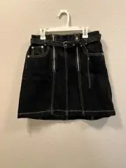 Proenza Schouler White Label Zip Denim A-Line Mini Skirt Size 4