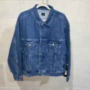 EDWIN Anthropologie Womens Cody Denim Jacket SMALL Blue Moto Grunge 80s Festival