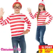 Licensed Child Where's Wally Waldo Costume Girls Boys Wheres Book Week T-Shirt